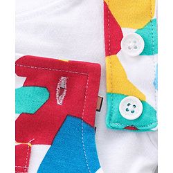 Babyhug 100% Cotton Knit Dungaree & Half Sleeves T-Shirt Set With Abstract Print -Multicolour