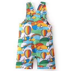 Babyhug Single Jersey Knit Boat Printed Dungaree & Half Sleeves T-Shirt - Light Blue & Multicolor