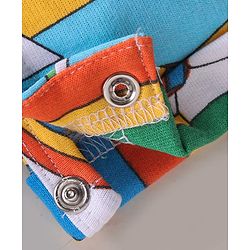 Babyhug Single Jersey Knit Boat Printed Dungaree & Half Sleeves T-Shirt - Light Blue & Multicolor