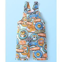 Babyhug Single Jersey Knit Tiger Printed Dungaree & Half Sleeves T-Shirt - White & Multicolor
