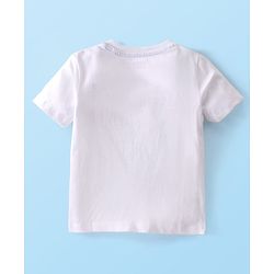 Babyhug Single Jersey Knit Tiger Printed Dungaree & Half Sleeves T-Shirt - White & Multicolor