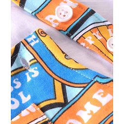 Babyhug Single Jersey Knit Tiger Printed Dungaree & Half Sleeves T-Shirt - White & Multicolor