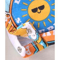 Babyhug Single Jersey Knit Tiger Printed Dungaree & Half Sleeves T-Shirt - White & Multicolor