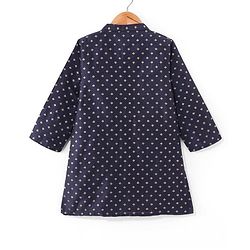 Babyhug Woven Full Sleeves Foil Printed Kurta Pyjama Set - Navy Blue