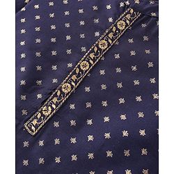 Babyhug Woven Full Sleeves Foil Printed Kurta Pyjama Set - Navy Blue