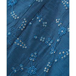 Babyhug Woven Full Sleeves Mirror Embroidered Kurta Payjama Set-Teal Blue