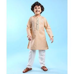Babyhug Woven  Full Sleeves Dobby Embroidered Kurta - Orange