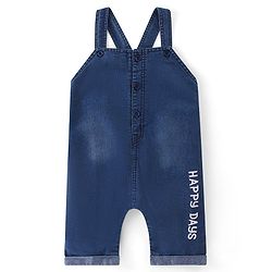 Babyhug Single Jersey Woven Dungaree with  Half Sleeves Striped T-Shirt - Multicolour