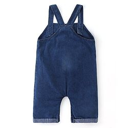Babyhug Single Jersey Woven Dungaree with  Half Sleeves Striped T-Shirt - Multicolour