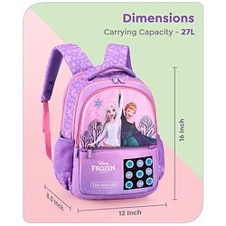 Babyhug Disney Frozen Tic-Tac-Toe School Backpack|2 Main Compartments, 2 Front Pockets, 2 side Bottle Pockets|Water Resistant|Long lasting and Durable Zippers | Comfortable back cushioning | For School, Travel and Outdoors|Lavender- 15.8 inches