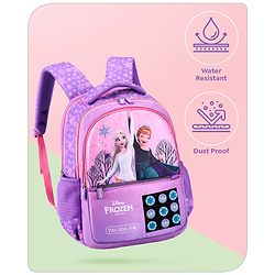 Babyhug Disney Frozen Tic-Tac-Toe School Backpack|2 Main Compartments, 2 Front Pockets, 2 side Bottle Pockets|Water Resistant|Long lasting and Durable Zippers | Comfortable back cushioning | For School, Travel and Outdoors|Lavender- 15.8 inches