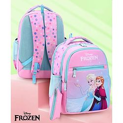 Babyhug Disney Frozen Tic-Tac-Toe School Backpack|2 Main Compartments, 2 Front Pockets, 2 side Bottle Pockets|Water Resistant|Long lasting and Durable Zippers | Comfortable back cushioning | For School, Travel and Outdoors|Lavender- 15.8 inches