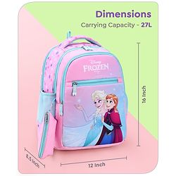 Babyhug Disney Frozen Tic-Tac-Toe School Backpack|2 Main Compartments, 2 Front Pockets, 2 side Bottle Pockets|Water Resistant|Long lasting and Durable Zippers | Comfortable back cushioning | For School, Travel and Outdoors|Lavender- 15.8 inches
