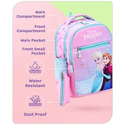 Babyhug Disney Frozen Tic-Tac-Toe School Backpack|2 Main Compartments, 2 Front Pockets, 2 side Bottle Pockets|Water Resistant|Long lasting and Durable Zippers | Comfortable back cushioning | For School, Travel and Outdoors|Lavender- 15.8 inches