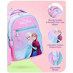 Babyhug Disney Frozen Tic-Tac-Toe School Backpack|2 Main Compartments, 2 Front Pockets, 2 side Bottle Pockets|Water Resistant|Long lasting and Durable Zippers | Comfortable back cushioning | For School, Travel and Outdoors|Lavender- 15.8 inches