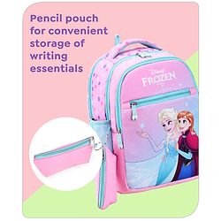 Babyhug Disney Frozen Tic-Tac-Toe School Backpack|2 Main Compartments, 2 Front Pockets, 2 side Bottle Pockets|Water Resistant|Long lasting and Durable Zippers | Comfortable back cushioning | For School, Travel and Outdoors|Lavender- 15.8 inches