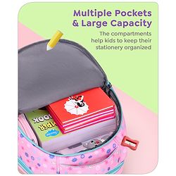 Babyhug Disney Frozen Tic-Tac-Toe School Backpack|2 Main Compartments, 2 Front Pockets, 2 side Bottle Pockets|Water Resistant|Long lasting and Durable Zippers | Comfortable back cushioning | For School, Travel and Outdoors|Lavender- 15.8 inches