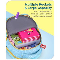 Babyhug Disney Mickey Mouse School Backpack|2 Main Compartments, 2 Front Pockets, 2 side Bottle Pockets|Water Resistant|Long lasting and Durable Zippers | Comfortable back cushioning | For School, Travel and Outdoors|Blue- 15.8 inches
