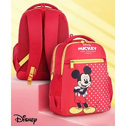 Babyhug Disney Mickey Mouse School Backpack|2 Main Compartments, 2 Front Pockets, 2 side Bottle Pockets|Water Resistant|Long lasting and Durable Zippers | Comfortable back cushioning | For School, Travel and Outdoors|Blue- 15.8 inches