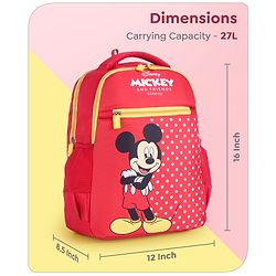 Babyhug Disney Mickey Mouse School Backpack|2 Main Compartments, 2 Front Pockets, 2 side Bottle Pockets|Water Resistant|Long lasting and Durable Zippers | Comfortable back cushioning | For School, Travel and Outdoors|Blue- 15.8 inches