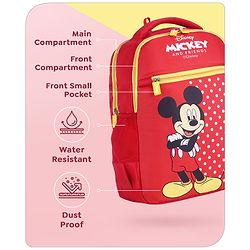 Babyhug Disney Mickey Mouse School Backpack|2 Main Compartments, 2 Front Pockets, 2 side Bottle Pockets|Water Resistant|Long lasting and Durable Zippers | Comfortable back cushioning | For School, Travel and Outdoors|Blue- 15.8 inches