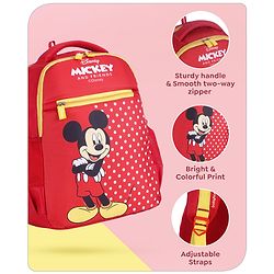 Babyhug Disney Mickey Mouse School Backpack|2 Main Compartments, 2 Front Pockets, 2 side Bottle Pockets|Water Resistant|Long lasting and Durable Zippers | Comfortable back cushioning | For School, Travel and Outdoors|Blue- 15.8 inches