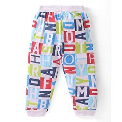 Babyhug Cotton Full Length Lounge and Track Pant Solid & Text Print Pack of 3 - Multicolour