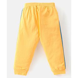 Babyhug Cotton Knit Full Length Track Pant Basketball Print Pack of 3 - Blue Yellow & White