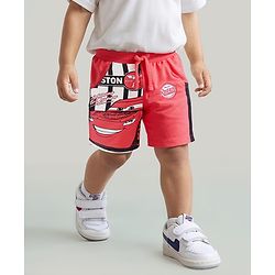 Babyhug Disney Cotton Shorts With Pixar Cars Graphics - Red
