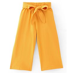 Babyhug Single Jersey Cotton Knit Full Length Culottes Solid Colour - Yellow