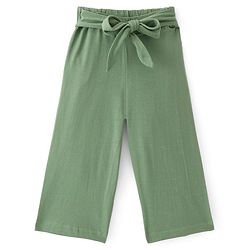 Babyhug Single Jersey Cotton Knit Full Length Culottes Solid Colour - Green