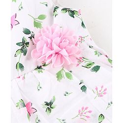 Babyhug 100% Cotton Woven Sleeveless Frock With Cap Floral Print - Pink