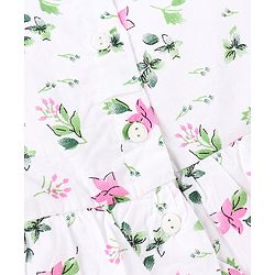 Babyhug 100% Cotton Woven Sleeveless Frock With Cap Floral Print - Pink