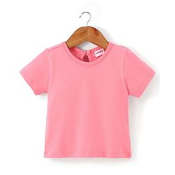 Babyhug 100% Cotton Denim Woven Frock & Knit Half Sleeves Inner T-Shirt with Hand Bag - Blue & Pink