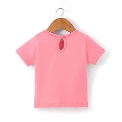 Babyhug 100% Cotton Denim Woven Frock & Knit Half Sleeves Inner T-Shirt with Hand Bag - Blue & Pink