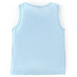 Babyhug Cotton Sleeveless T-Shirt With Beach Graphics - Blue
