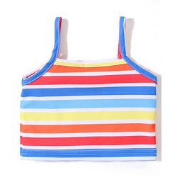 Babyhug Sleeveless Two Piece Striped Swimsuit - Multicolour