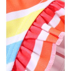 Babyhug Sleeveless Two Piece Striped Swimsuit - Multicolour
