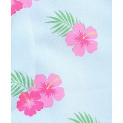 Babyhug Sleeveless V Cut Swimsuit Frill Design & Floral Print - Blue