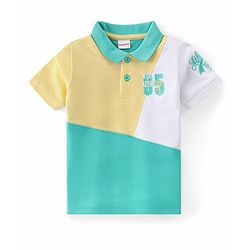 Babyhug 100% Cotton Knit Half Sleeves Polo T-Shirt With Text Embroidery Detailing - Multicolor
