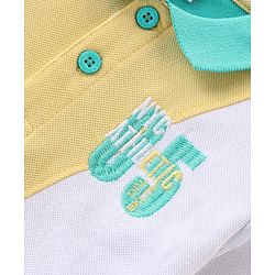 Babyhug 100% Cotton Knit Half Sleeves Polo T-Shirt With Text Embroidery Detailing - Multicolor