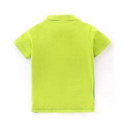 Babyhug 100% Cotton Knit Half Sleeves Cut and Sew Pattern Polo T-Shirt with Embroidery Detailing - Blue & Green