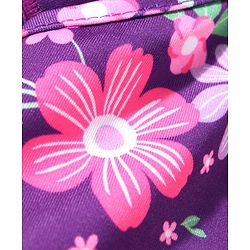 Babyhug Flutter Sleeves V Cut Swimsuit Floral Print - Purple