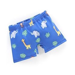 Babyhug Giraffe Print Swimming Trunk - Blue