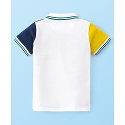 Babyhug 100% Cotton Knit Half Sleeves Polo T-Shirt Cut & Sew Design - Yellow White & Navy Blue