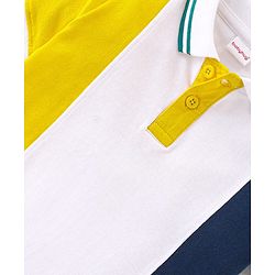 Babyhug 100% Cotton Knit Half Sleeves Polo T-Shirt Cut & Sew Design - Yellow White & Navy Blue