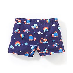 Babyhug Vehicle Print Swimming Trunk - Navy Blue