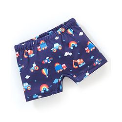 Babyhug Vehicle Print Swimming Trunk - Navy Blue