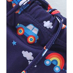 Babyhug Vehicle Print Swimming Trunk - Navy Blue