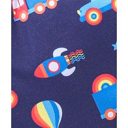 Babyhug Vehicle Print Swimming Trunk - Navy Blue
